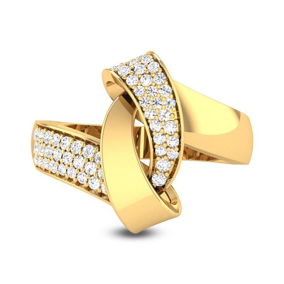 💥 Fashion Twisted Cross Design Zircon Gold Rings for Women, EVGG1245 - Picture 4 of 6